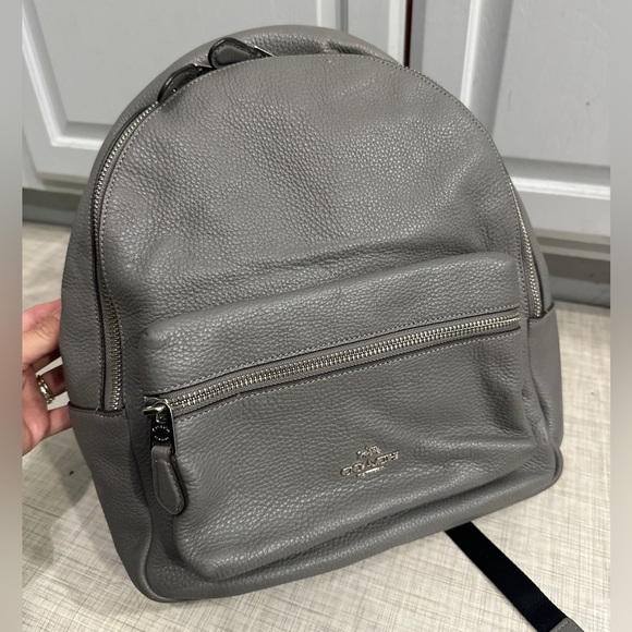 Coach Handbags - Medium Coach Charlie backpack in pebble grey